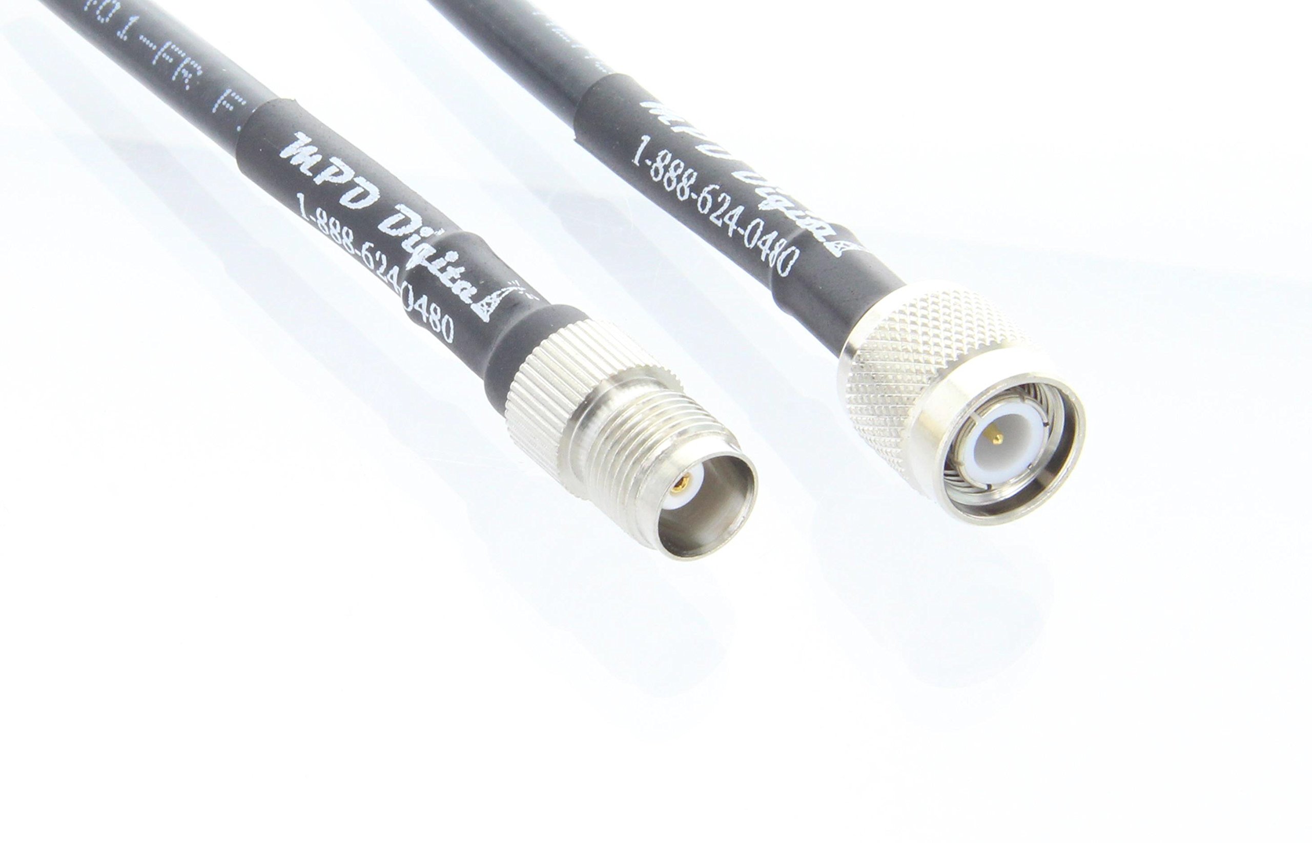 MPD Digital RG8X Iridium Satellite Phone Antenna Extension Cable - 60FT with TNC Male & Female RF Connectors - USA Made - Perfect for Marine, Remote Work & Emergency Communication