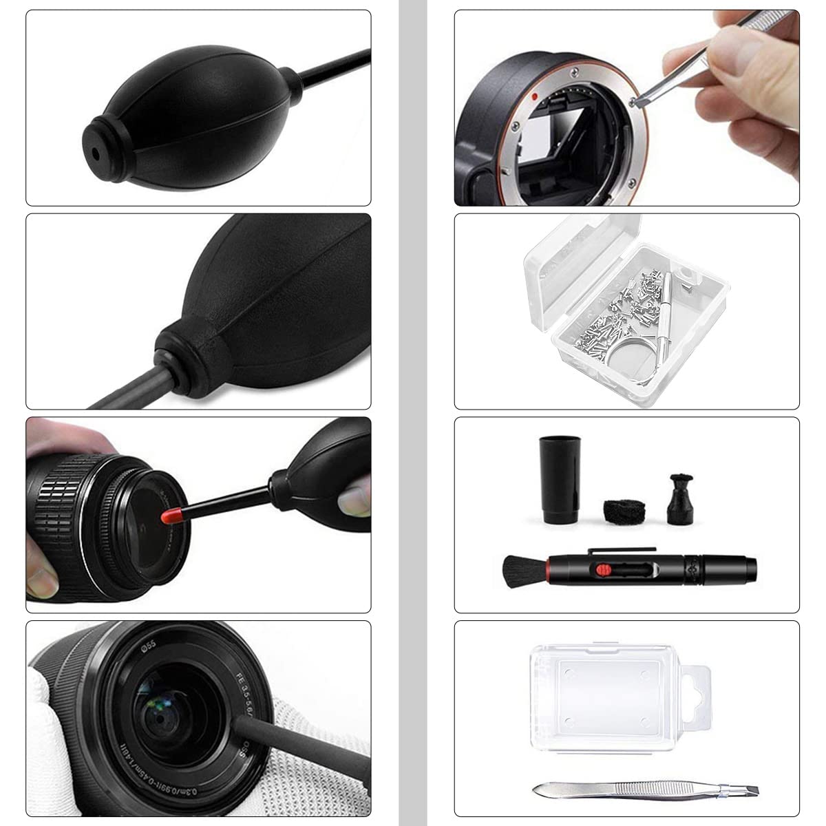 Professional DSLR Camera Cleaning Kit - Lens Cleaning Pen, Air Blower, Microfiber Cloth, Brush & Swabs for Nikon, Canon, Sony | Complete Maintenance Accessories with Storage Case | Perfect for Travel, Studio & Outdoor Photography