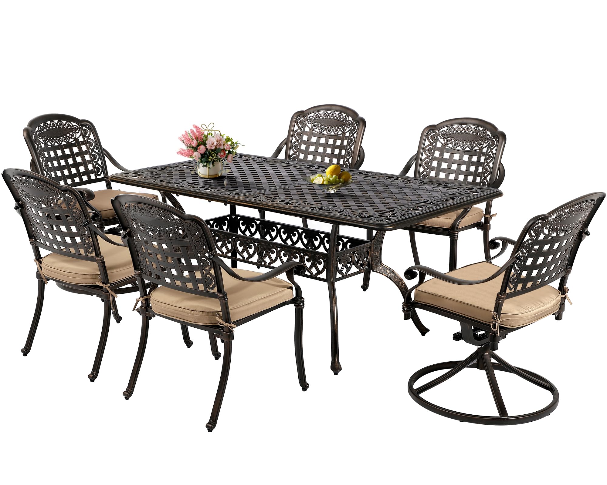 TITIMO 60 Inch Outdoor Patio Bistro Dining Square Table - Weather Resistant Cast Aluminum Conversation Table with 2 Inch Umbrella Hole - Perfect for Backyard, Garden, Poolside & Restaurant Outdoor Seating (60