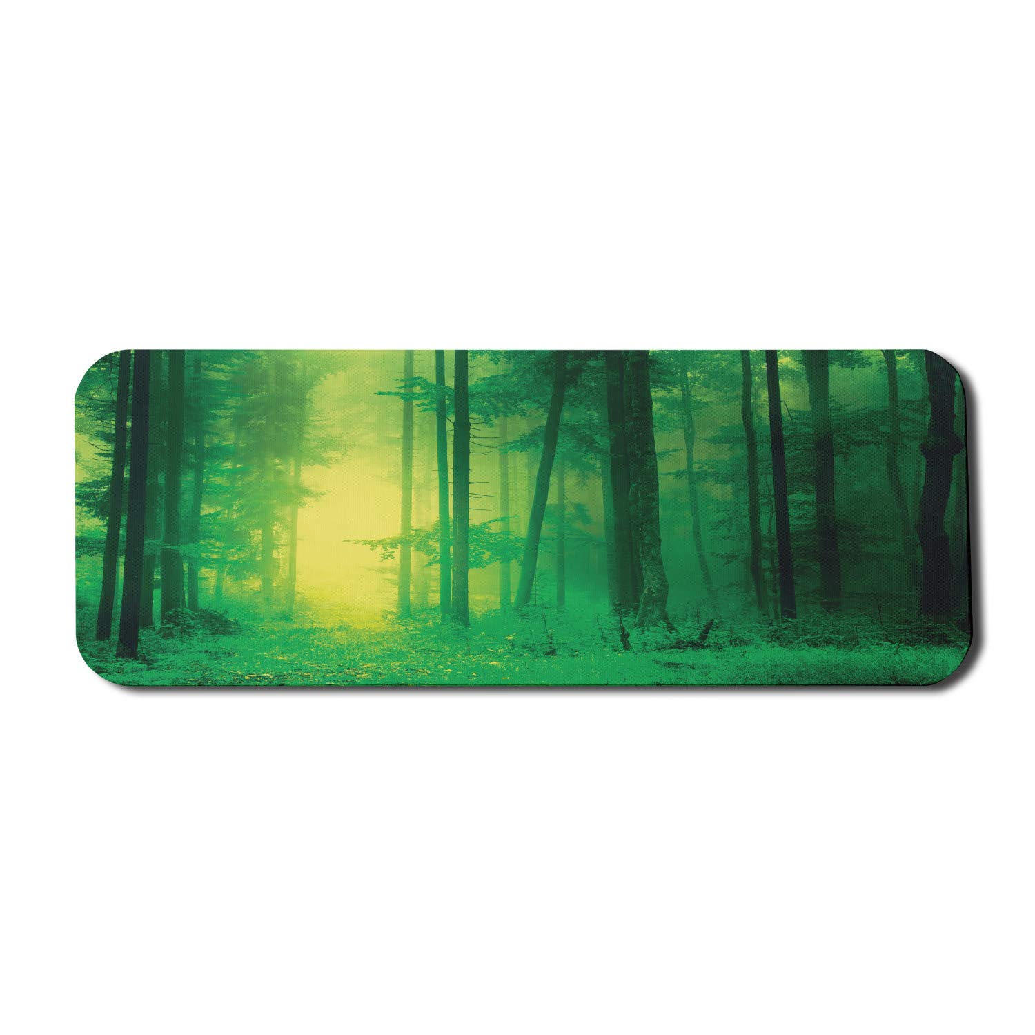Ambesonne Mystic Computer Mouse Pad - Fantasy Spring Forest with Tall Trees Twilight Art Print, Non-Slip Rubber Base, Large Gaming Size 31