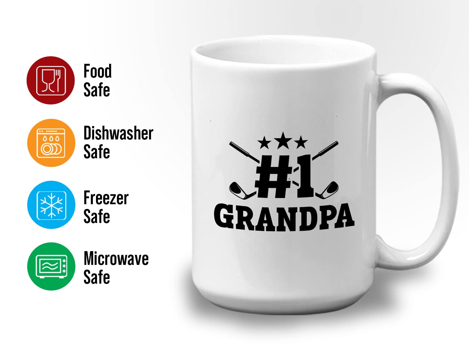Bubble Hugs 15oz White Golf Coffee Mug - Perfect Gift for Golf Lovers, Dad, Grandpa & Coaches - Ideal for Golf Course, Office & Home Use