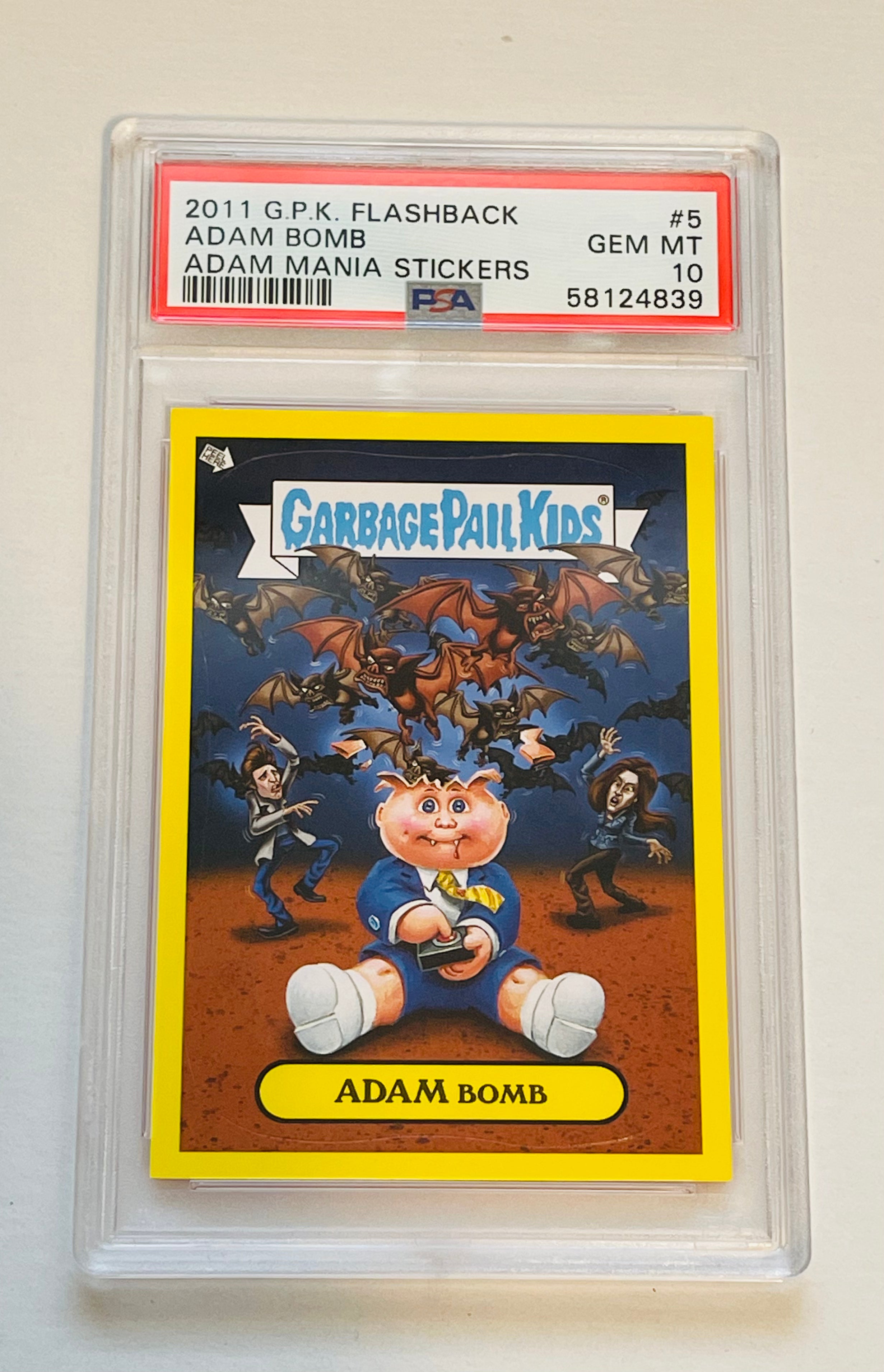 2011 Garbage Pail Kids Adam Bomb PSA 10 Graded Trading Card - Rare Collectible for Trading Card Enthusiasts & Nostalgic Gift Idea