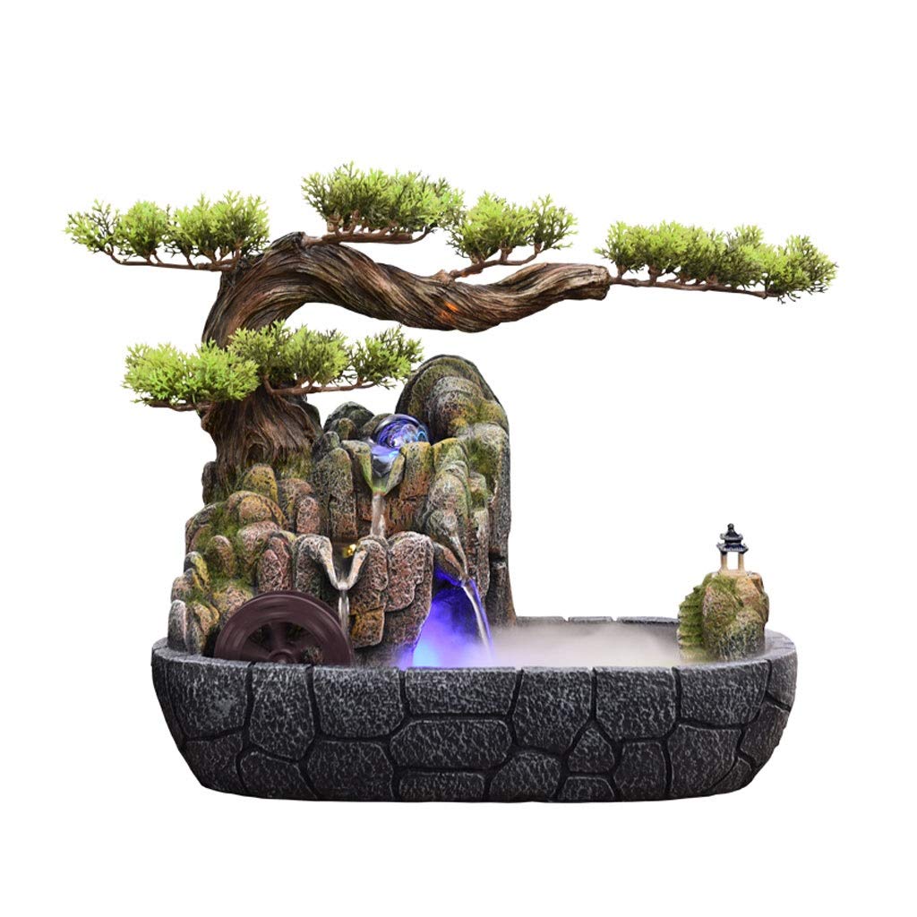 Jiji Tabletop Fountain - Indoor Resin Rockery Waterfall with Fog Effect, Feng Shui Flowing Water Desktop Fountain for Office Decor, Relaxation & Meditation - Perfect for Home, Office, Yoga Studio & Spa (Color: B)