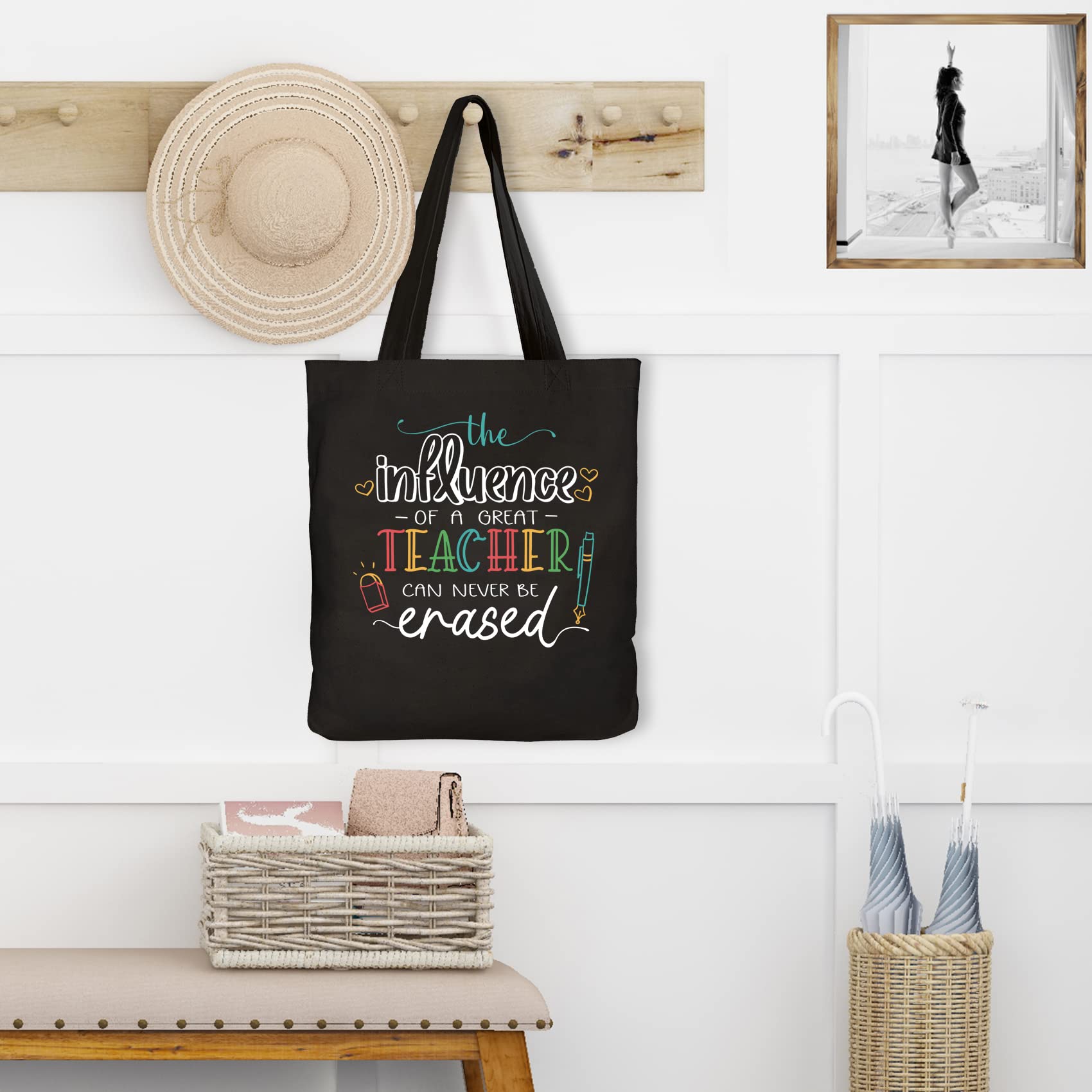 CARAKNOTS Teacher Tote Bag with Pocket - Perfect for Work, Gifts & Daily Use