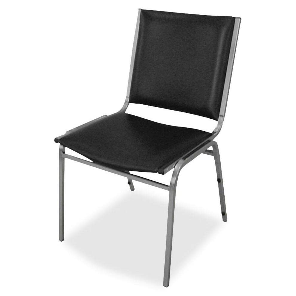 Lorell Black Padded Armless Stacking Chair - 35.6