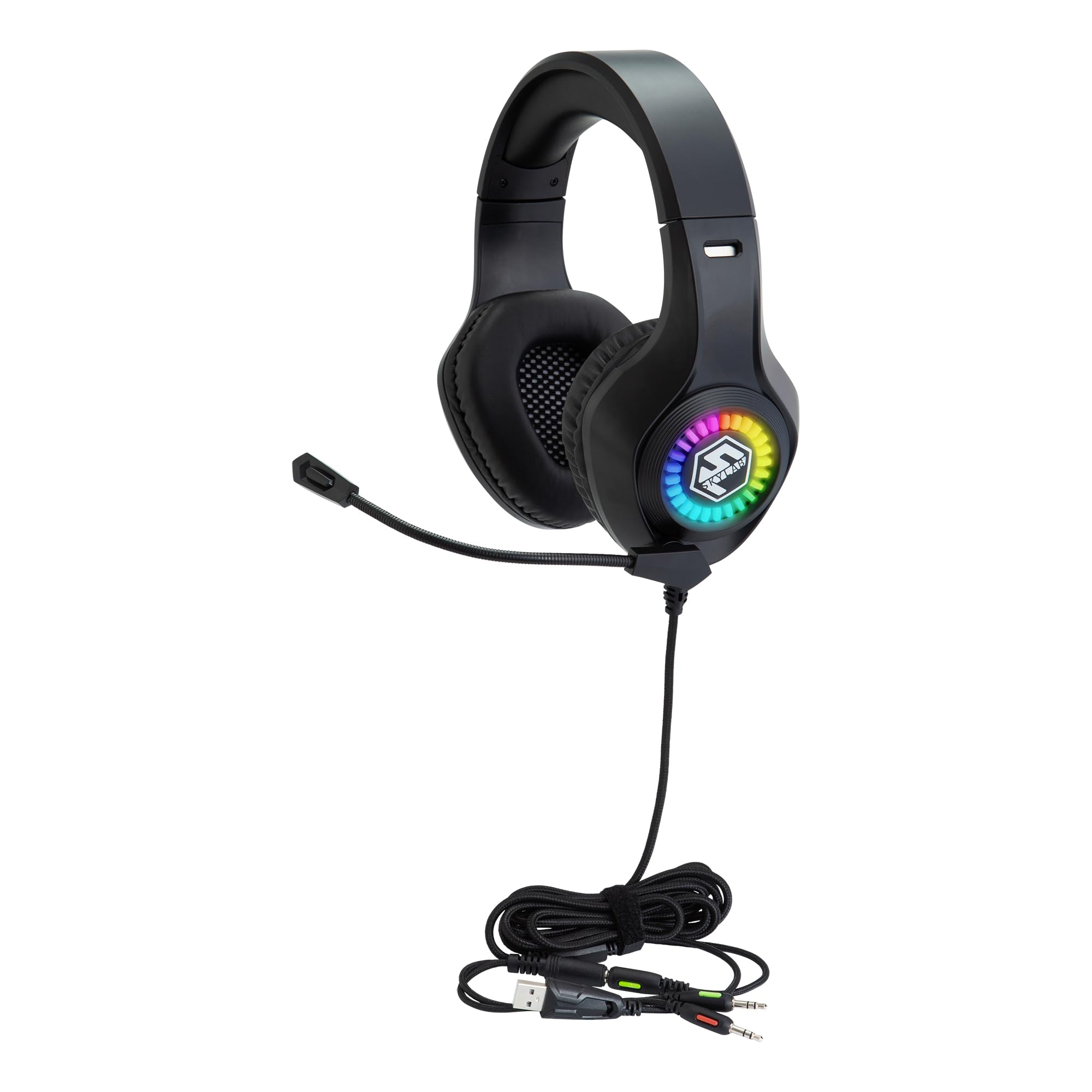 Egghead Skylab Gaming Headset with Noise Cancelling Mic & LED Lights - Ergonomic Over-Ear Headphones for PC, PS5, Xbox & Streaming - Perfect for Competitive Gaming & Late-Night Sessions