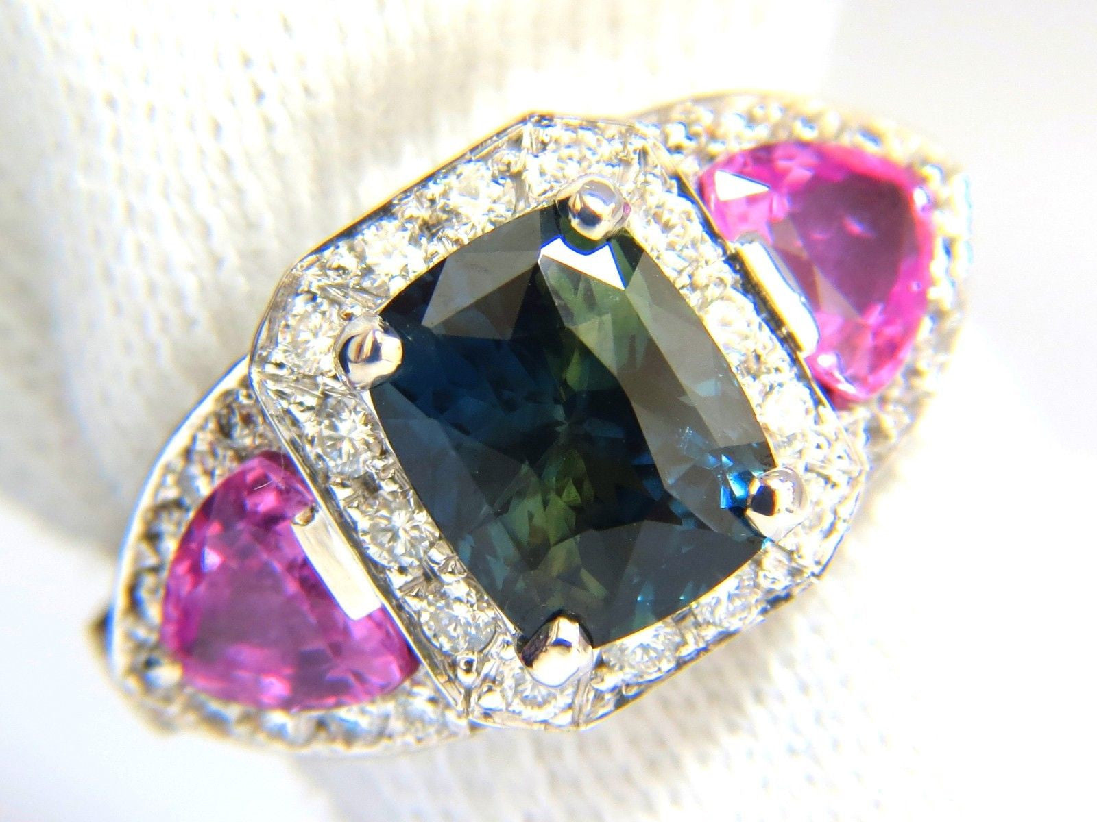 6.19ct GIA Certified Natural Unheated Green Blue Sapphire Diamond Ring for Engagement, Wedding & Special Occasions