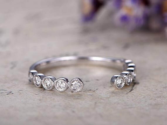 0.25 Carat 10k White Gold Moissanite Wedding Band - Elegant Anniversary Ring for Women, Perfect for Bridal Jewelry, Engagement Gift & Special Occasions