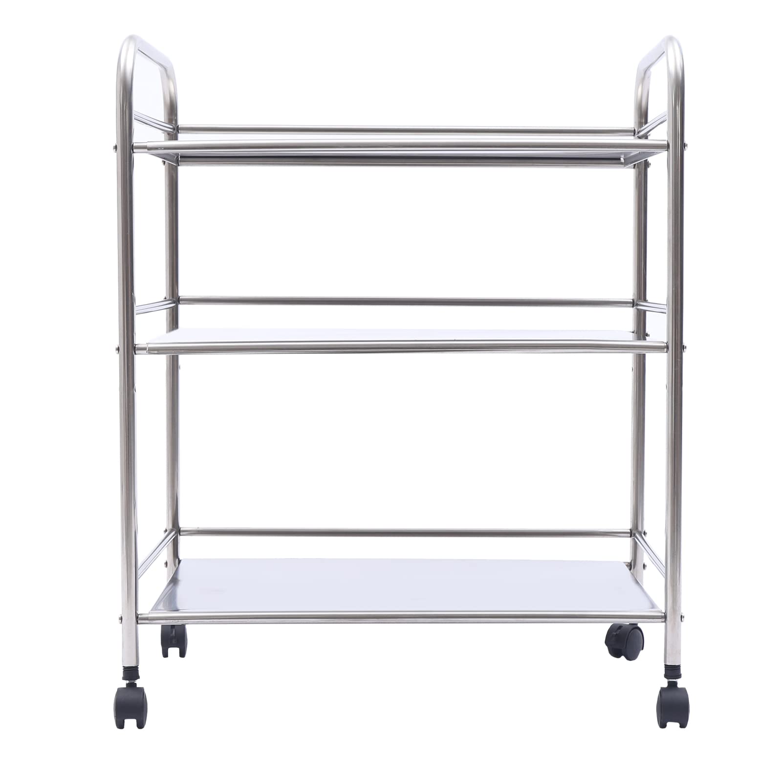 3-Tier Rolling Utility Cart with Wheels - Stainless Steel Storage Trolley for Kitchen, Office & Catering