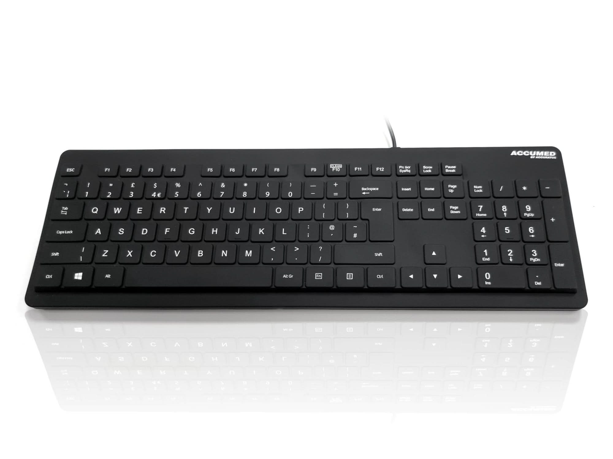 Accuratus KYB MED VALUE UB Medical USB Keyboard - QWERTY UK International Layout, Black | Ideal for Hospitals, Clinics & Healthcare Professionals