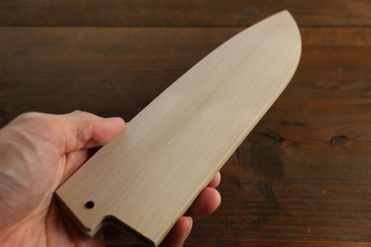 Premium Magnolia Saya Sheath for 180mm Santoku Knife - Wooden Pin Protection - Perfect for Japanese Kitchen Knives, Home Chefs & Professional Cooking