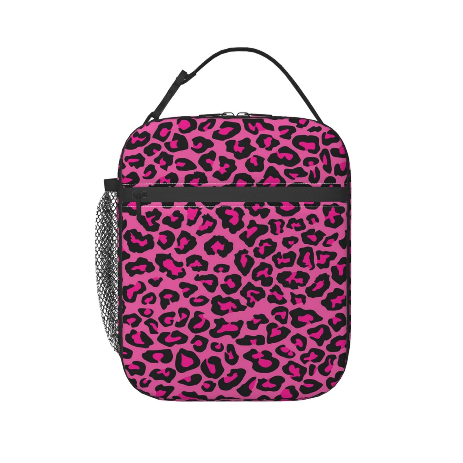 BQIUULO Insulated Lunch Bag for Men & Women - Pink Leopard Print Reusable Cooler Tote for Work, Office, College & Picnic | Leakproof Food Container for Daily Meals & Outdoor Activities