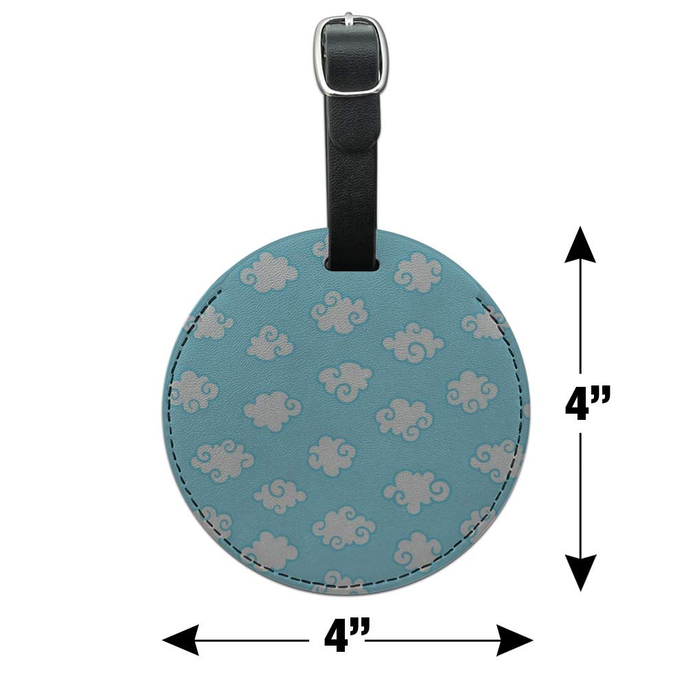 Stylish Round Leather Luggage Tag with Cloud Pattern - Durable Suitcase ID Tag for Carry-On Bags - Perfect for Travel, Business Trips & Vacation