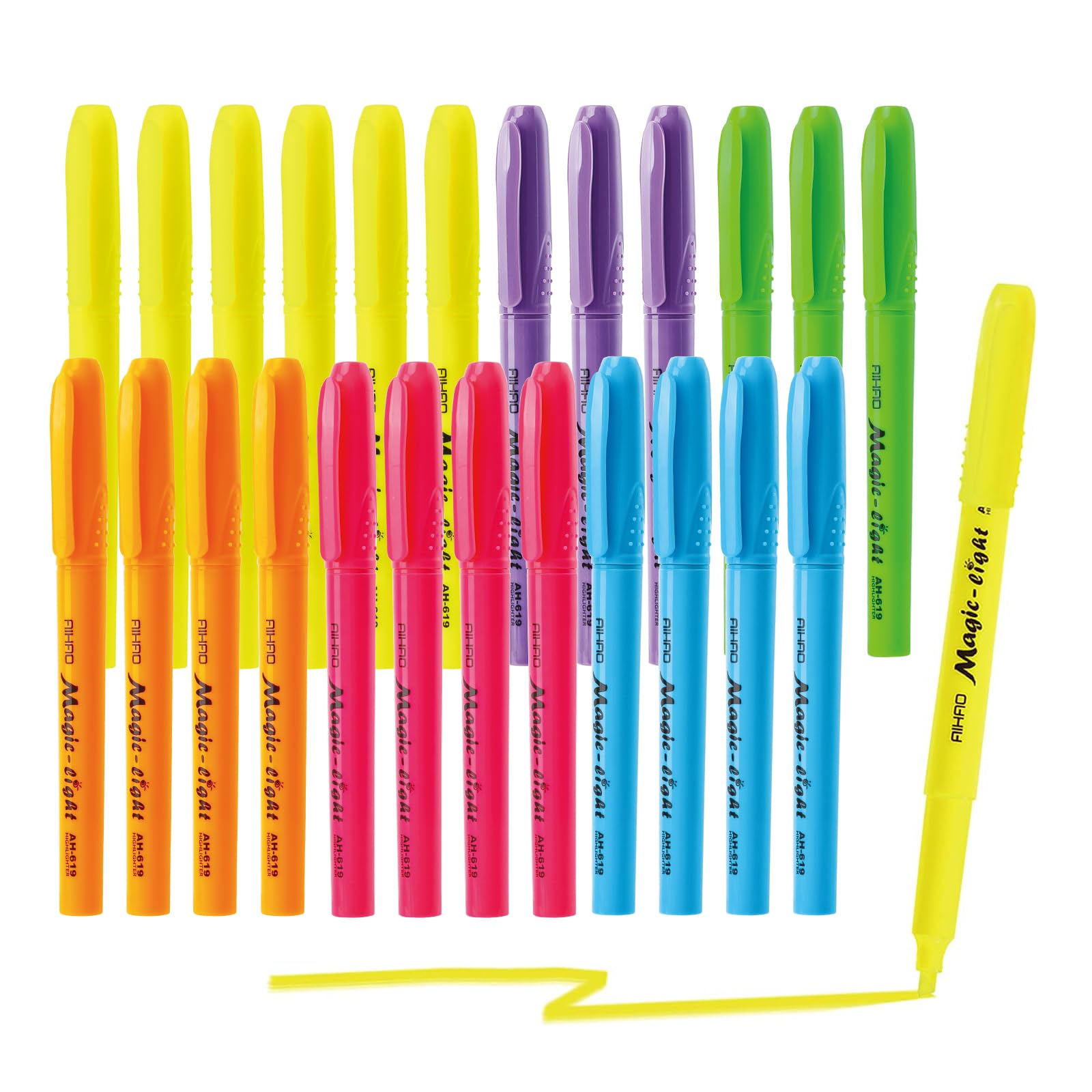 AIHAO Chisel Tip Highlighter Pens - 24 Pack Assorted Colors, Pocket-Style for School, Office & Study Notes - Vibrant Non-Toxic Highlighters for Students, Teachers & Professionals