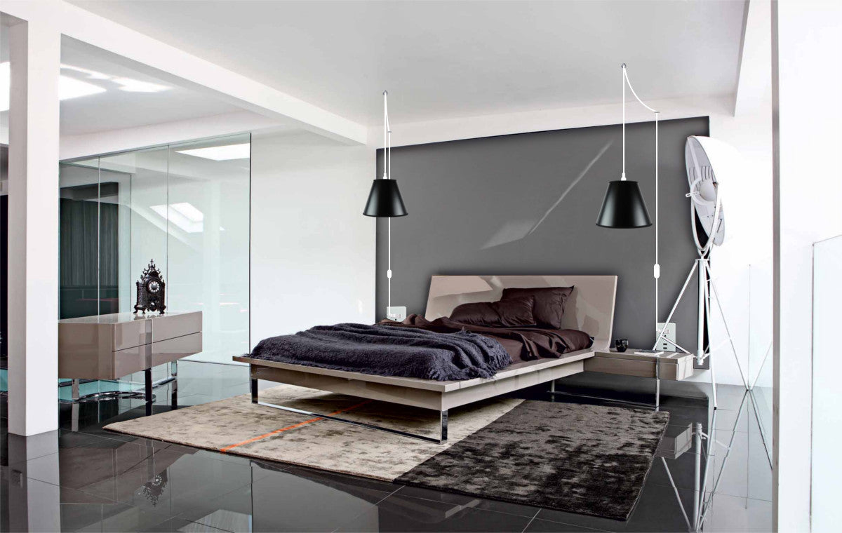 12W Swag Pendant Light Plug-in with Bold Black/Gold Shade - Modern Hanging Fixture for Kitchen Island, Dining Room, or Bedroom Lighting