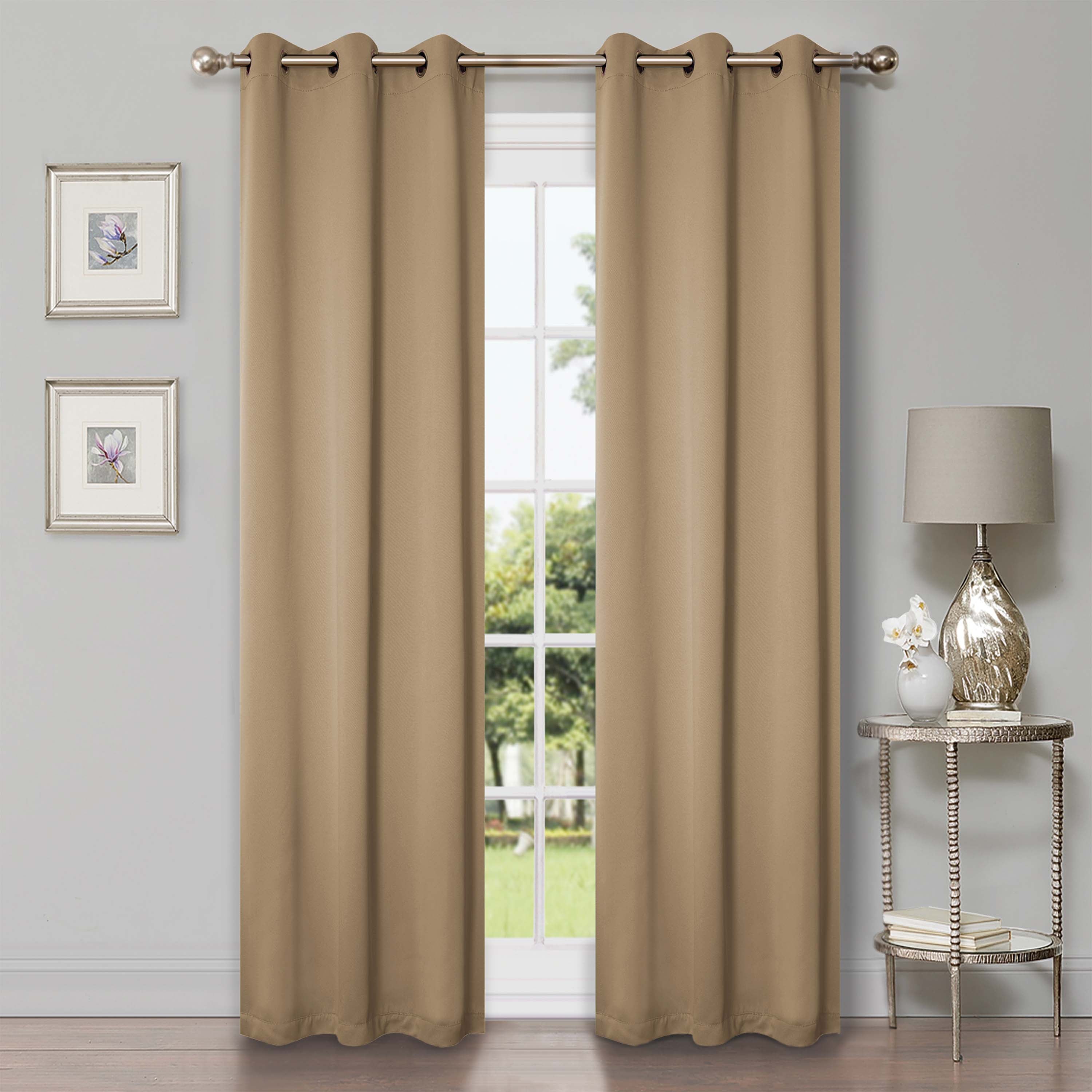 Solid Classic Modern Grommet Blackout Curtain Set - Thermal Insulated Window Drapes for Bedroom & Living Room - Noise Reducing Room Darkening Curtains for Better Sleep