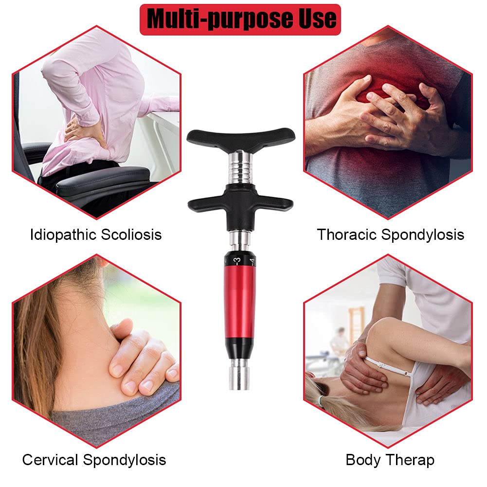Cimenn Manual Spine Chiropractic Adjustment Tool - 6-Level Spinal Correction Device for Back Pain Relief & Posture Improvement - Scoliosis Adjuster with Massage Function (Single Head) - Ideal for Home Chiropractic Care & Joint Pain Management