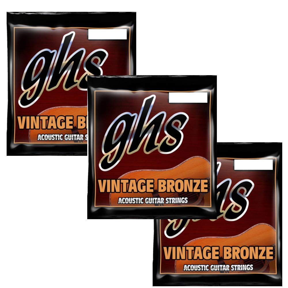 GHS Guitar Strings 3-Pack - Acoustic 12-String Light Gauge 11-48 Vintage Bronze - Perfect for Folk, Country & Classic Rock Performances