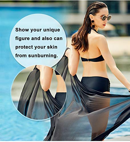 Chic Diary Women's Beach Cover Up - Flowy Chiffon Pareo Sarong Wrap Skirt for Swimwear & Bikini - Perfect for Pool, Beach Vacation & Resort Wear