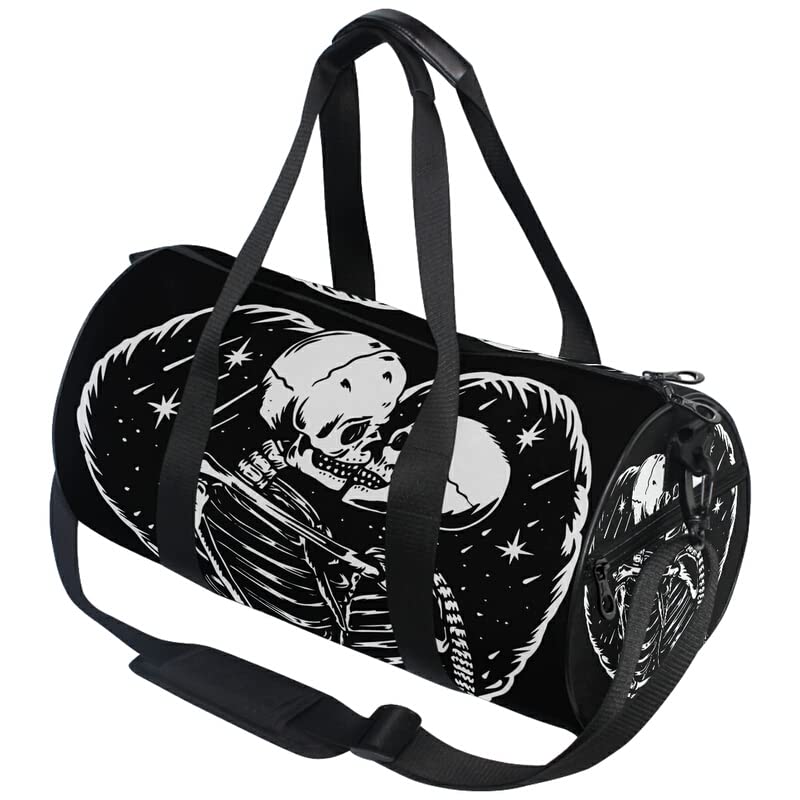 MNSRUU Skull Love Kiss Duffle Bag - Waterproof Gym Bag for Men & Women, Sports Travel Luggage & Overnight Bag - Perfect for Workout, Gym, Travel & Weekend Getaways