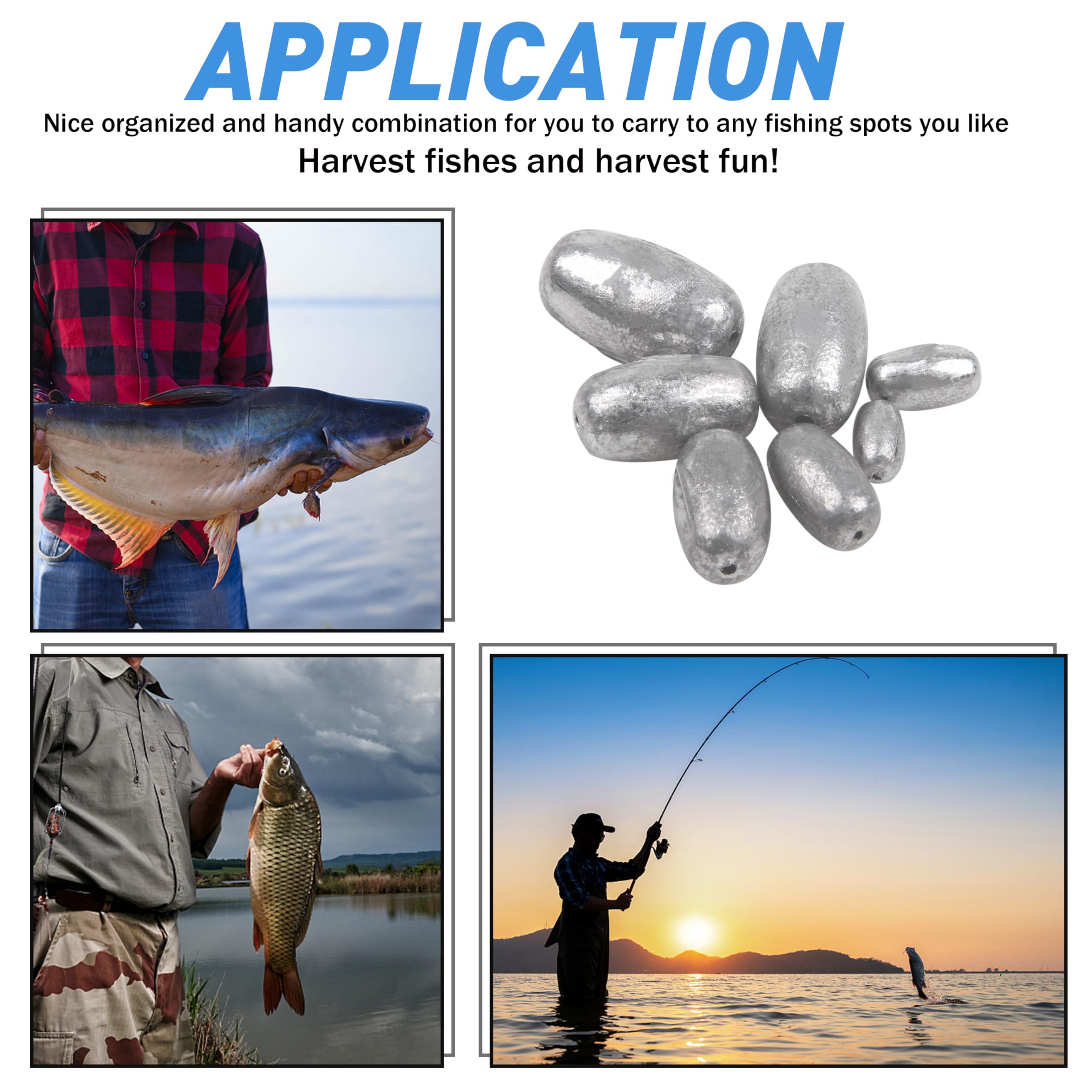Premium Oval Egg Sinkers Fishing Weights - Sliding Bass & Catfish Weights for Saltwater & Freshwater Fishing - Ideal for Worm Fishing, Casting, and Bottom Fishing Techniques