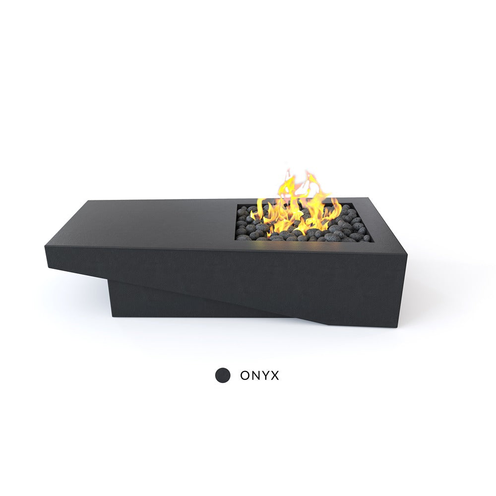Atlas Outdoor Fire Pit Table - Stainless Steel & Glass Wind Guard - 32 Inch Propane Gas Fire Pit for Patio, Backyard, Garden - Weather-Resistant & Durable Design for Year-Round Use