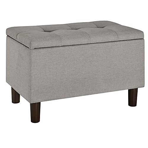 29 Inch Tufted Fabric Storage Bench with Cushioned Seat - Glacier Gray Home Entryway Bench for Bedroom, Living Room & Hallway Organization