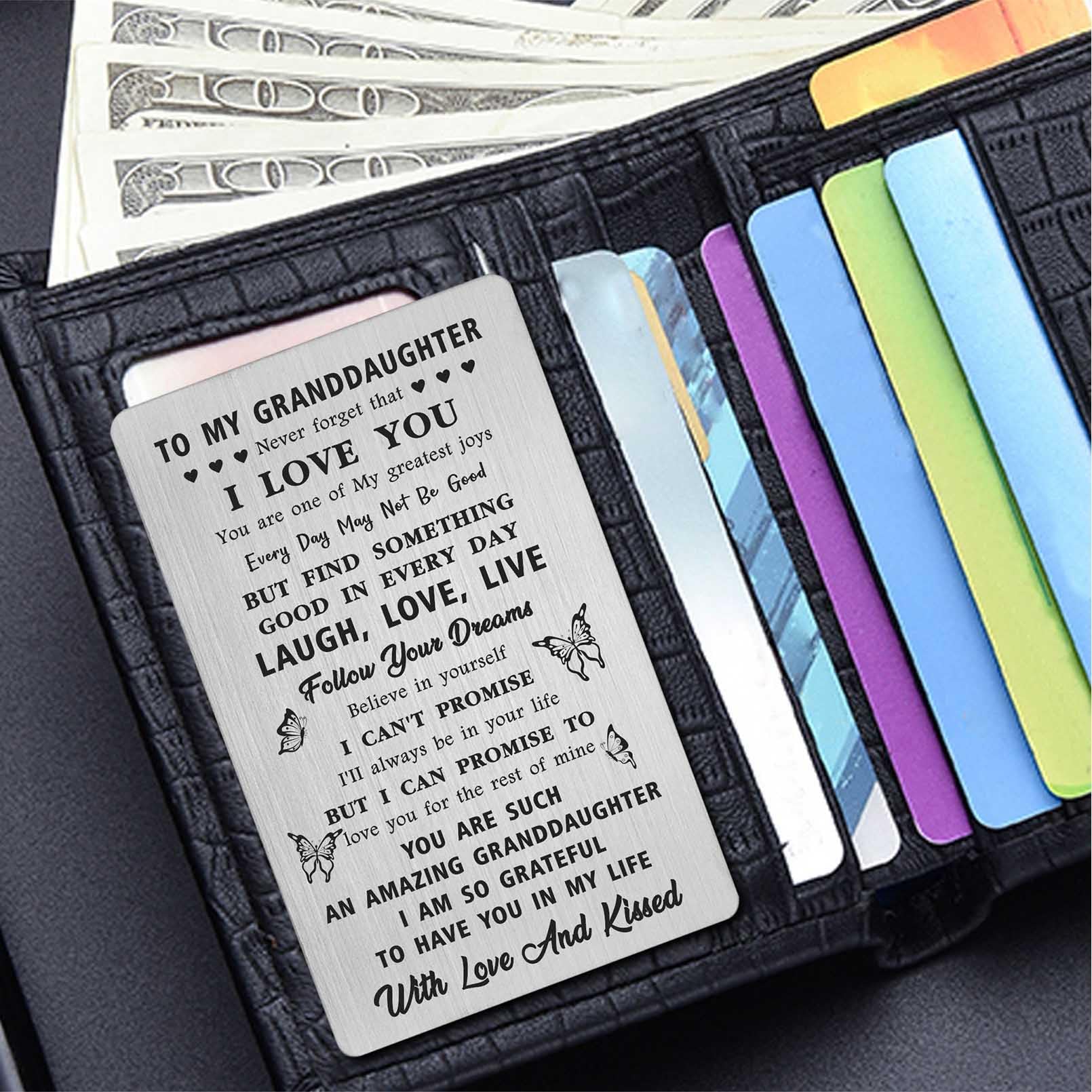 Thoughtful Granddaughter Gifts from Grandma & Grandpa - Birthday, Graduation Wallet Card with Personalized Message | Perfect for Special Occasions & Keepsake Memories