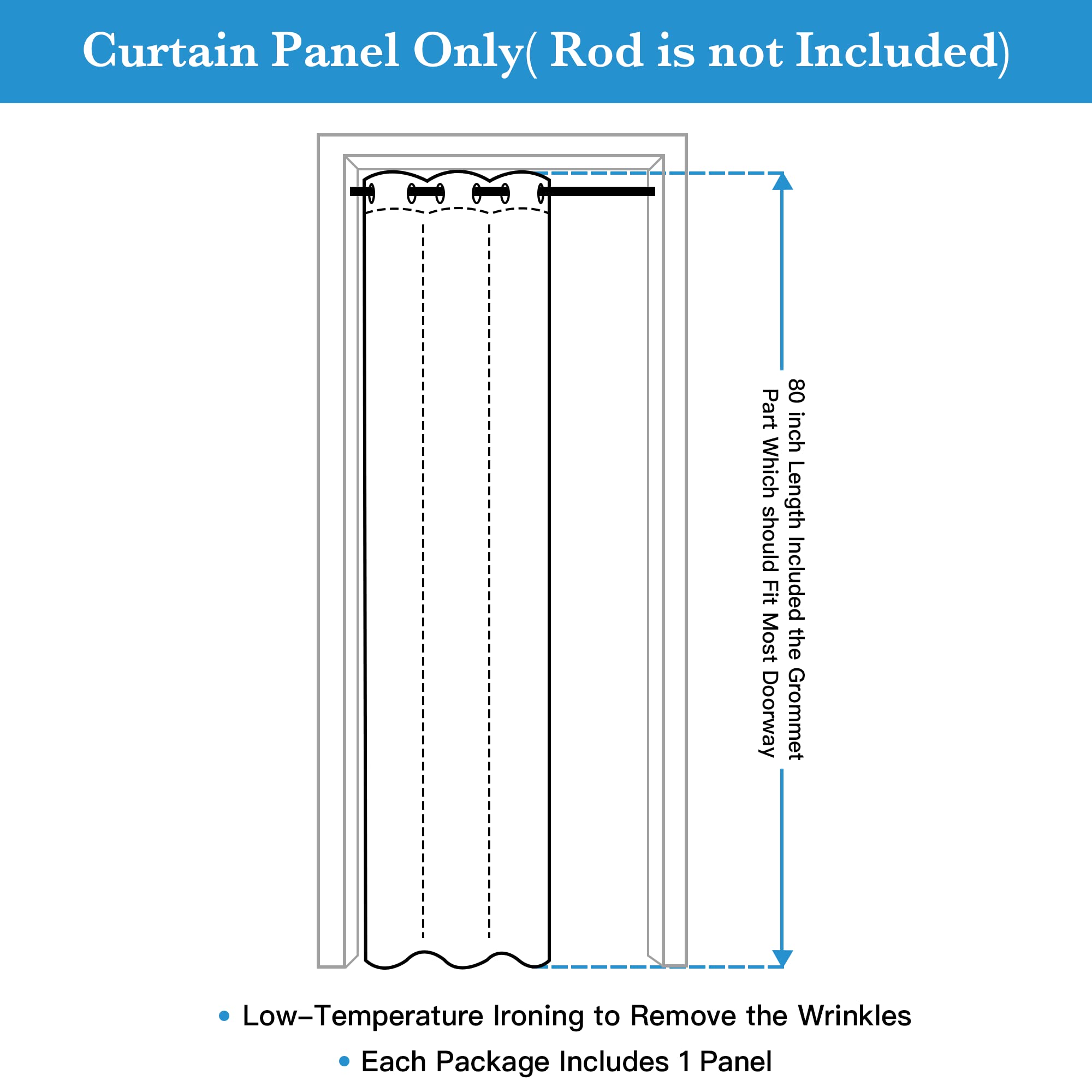 RYB HOME Blackout Doorway Curtains for Bedroom - Thermal Insulated Privacy Room Divider with Rustproof Grommets (Grey, 42x80 Inches, 1 Panel) - Perfect for Closet, Kitchen, Storage Room & Temporary Door Solutions