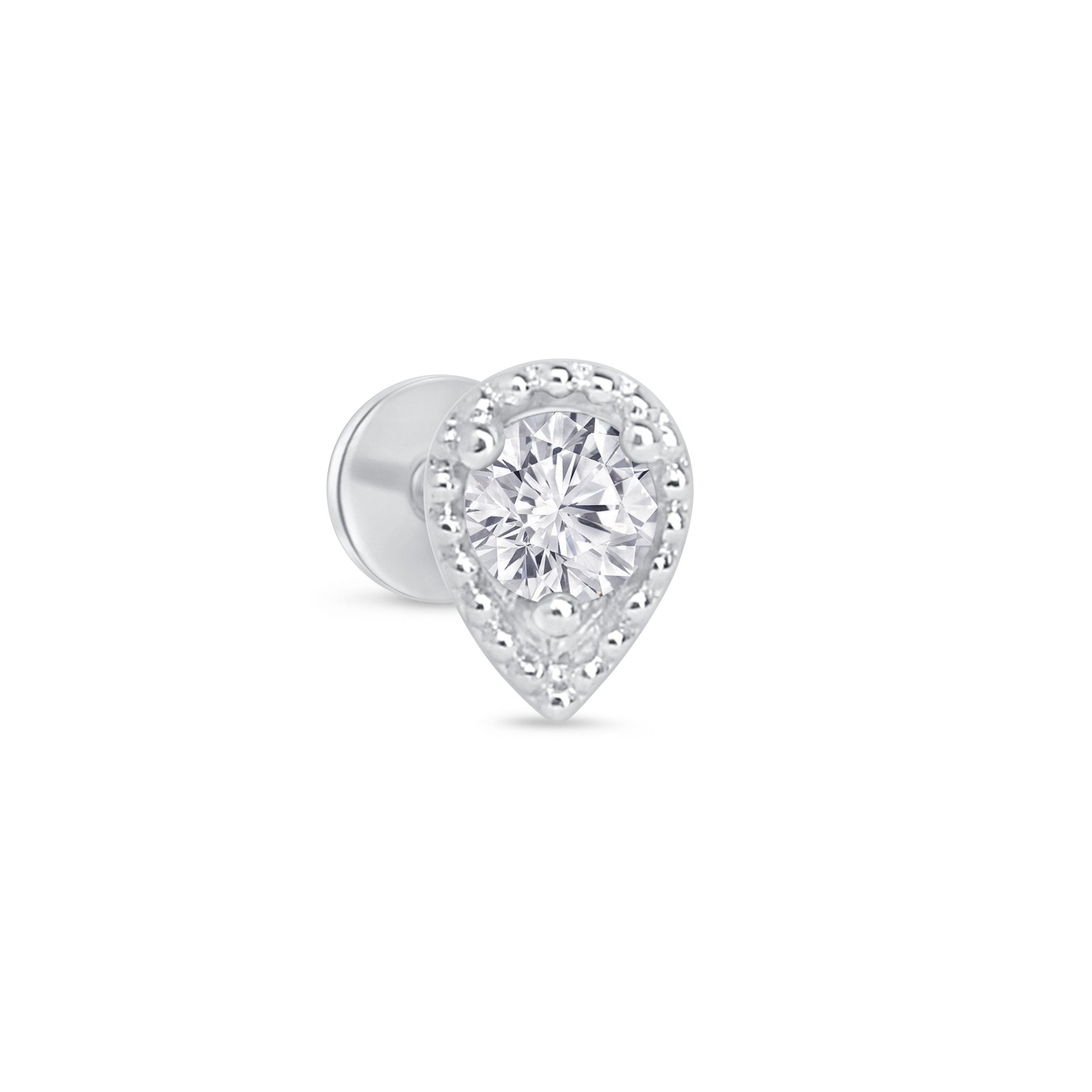14K White Gold Pear Diamond Stud Earrings with Milgrain Detail - Perfect for Weddings, Anniversaries & Special Occasions