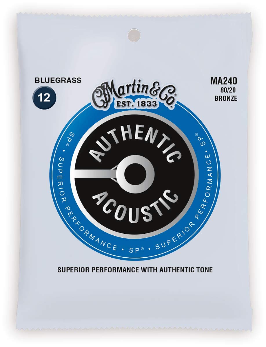 Martin Authentic Acoustic Guitar Strings - 12-56 Gauge 80/20 Bronze Wound - Premium Bluegrass Performance (3-Pack) | Perfect for Country, Folk & Fingerstyle Playing