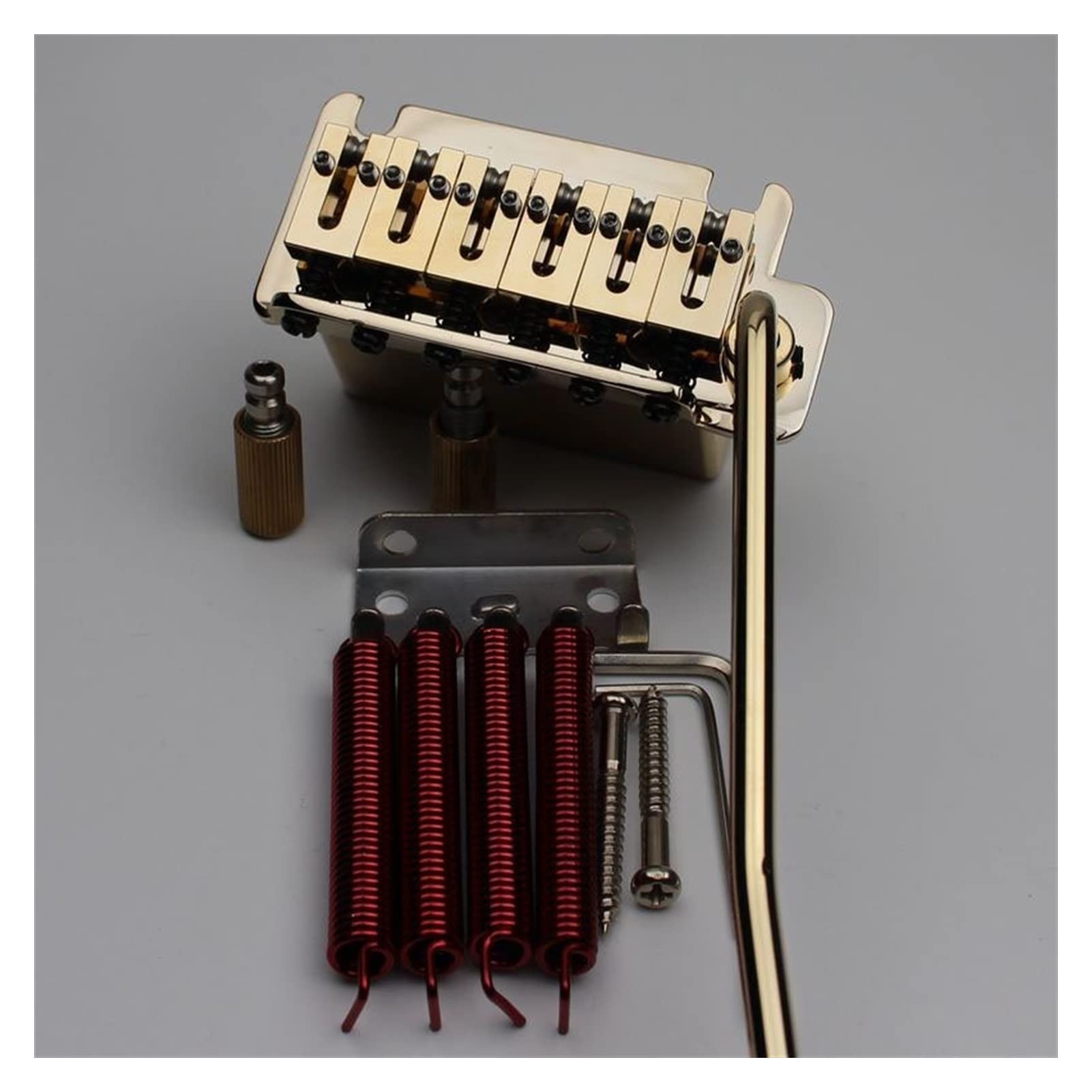 Premium Electric Guitar Tremolo Bridge System - 1 Set with Brass Saddle, Brass Base & Gold Spring | Replacement Parts for Enhanced Tone & Stability | Perfect for Rock, Blues & Live Performances