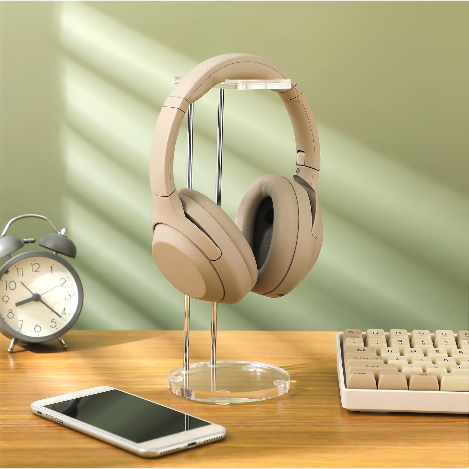 Xuhal Clear Acrylic Headphone Stand with Metal Base - Universal Gaming Headset Holder for Desk Display | Perfect for Home Office, Gaming Setup & Studio Organization