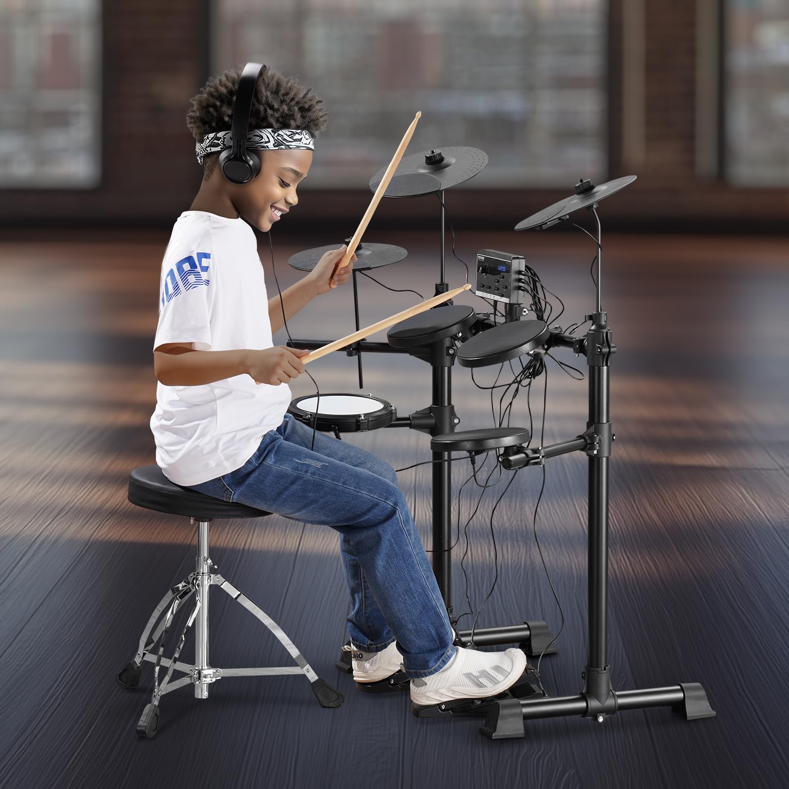 VEVOR Electric Drum Set - 15 Drum Kits & 150 Sounds Electronic Drum Kit with USB MIDI Support, 6.5