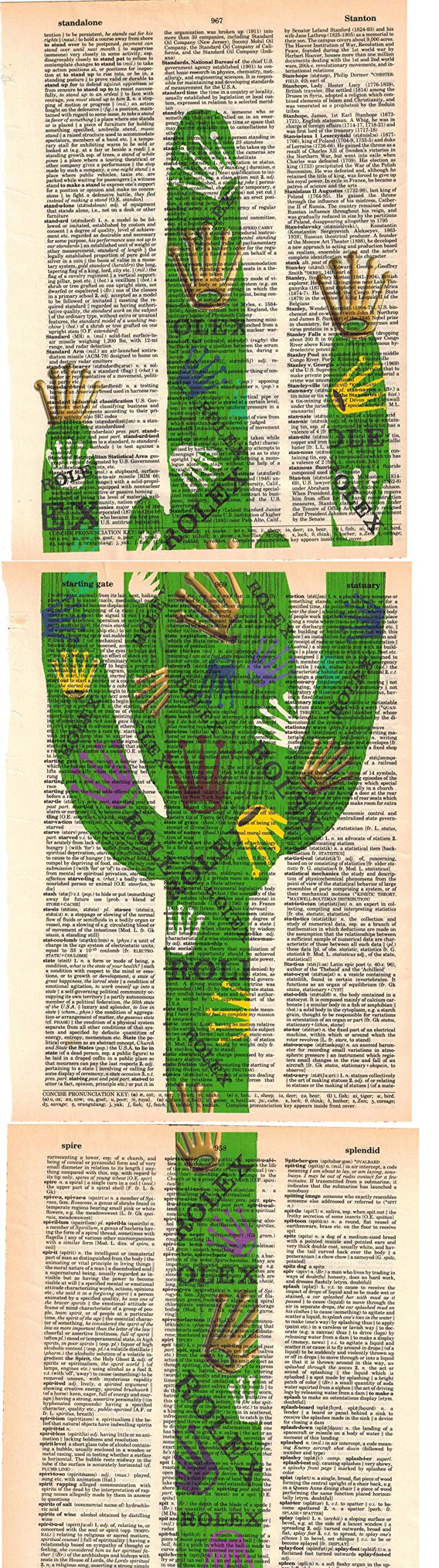 Artnwordz Cactus Time 3 Piece Dictionary Art Print - Vintage Botanical Wall Decor for Living Room, Bedroom & Office - Perfect Home Decor Gift for Plant Lovers