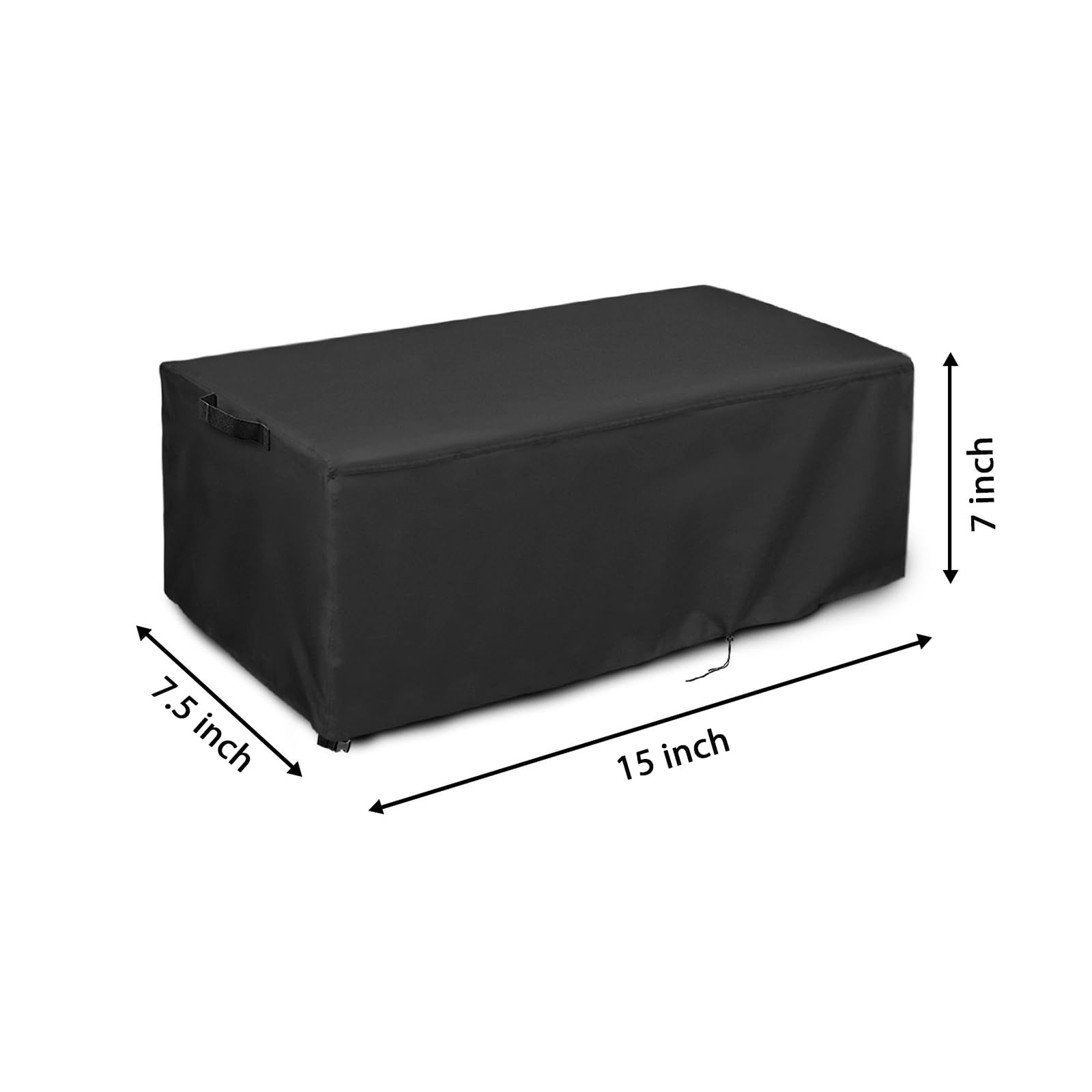 15 Inch Fire Pit Cover - Heavy Duty 600D Waterproof Outdoor Fireplace Cover for Rectangular Fire Pits (14x6x7 Inch) - Protects from Rain, Snow & Debris - Perfect for Patio, Backyard & Camping Use