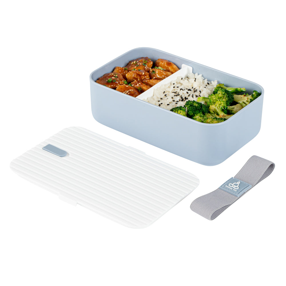 Bento Tek 34 oz Blue Buddha Box Lunch Container with White Lid - 7.5