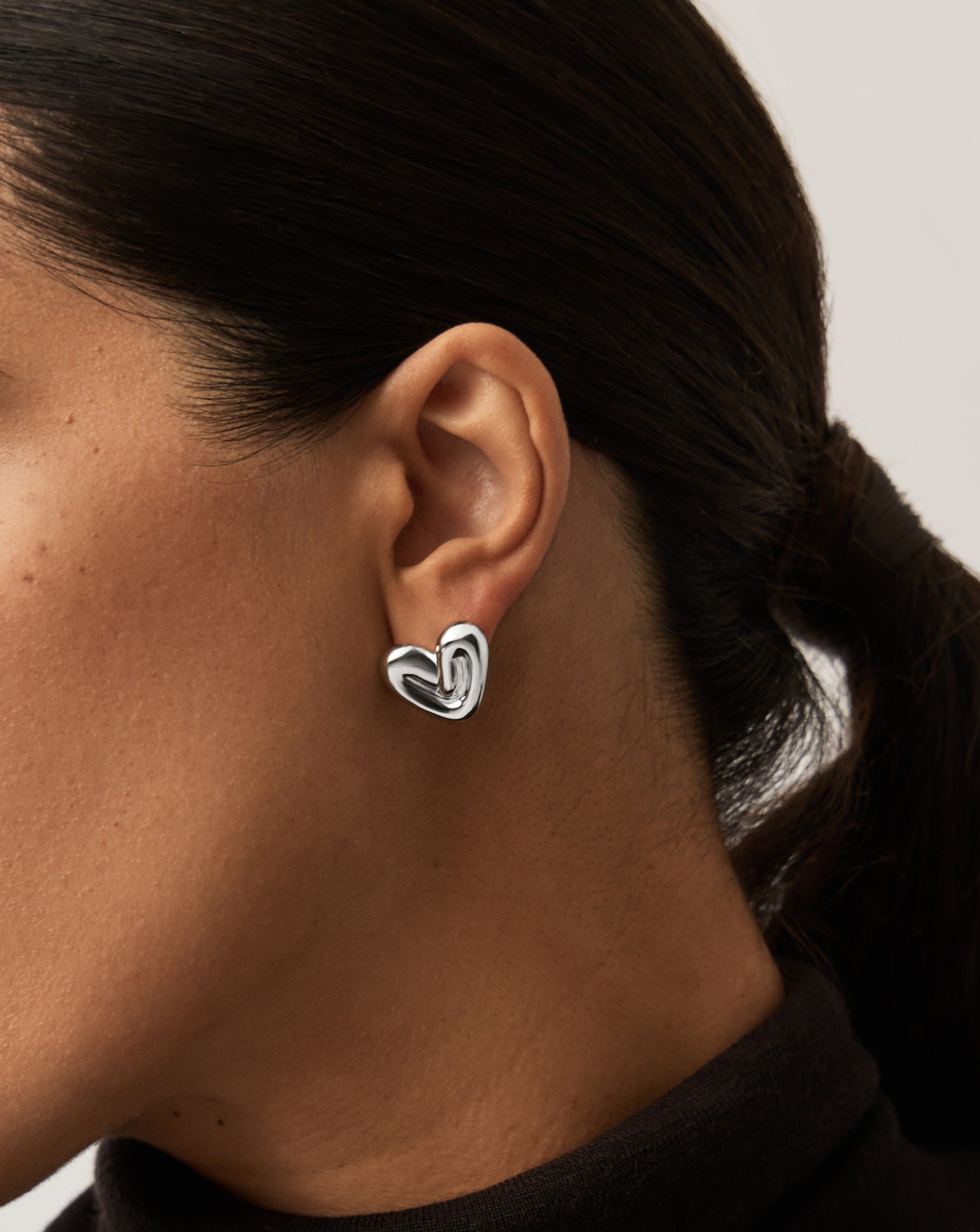 Puffy Heart Stud Earrings for Women - Sterling Silver Plated Rose Gold Dainty Jewelry - Perfect for Valentine's Day Gifts, Anniversary & Everyday Wear