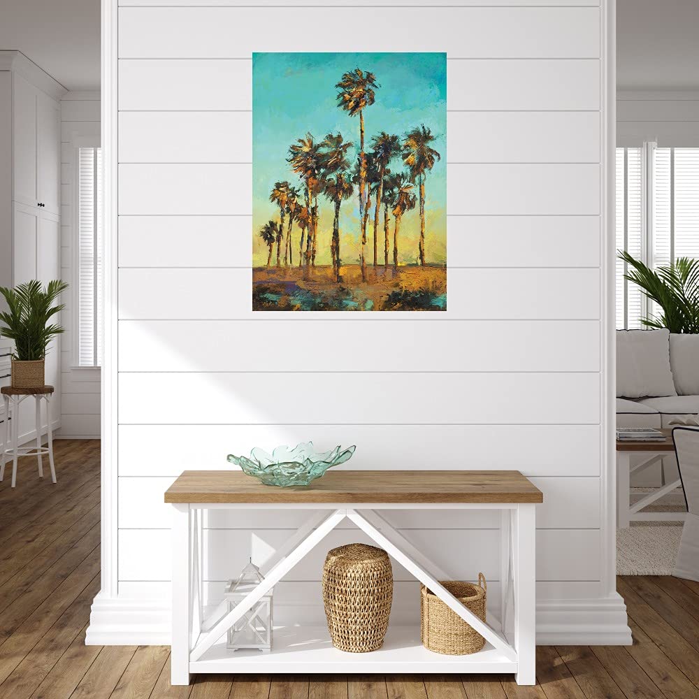 Evening Palms Fine Art Canvas Wall Decor - Hand Painted Tropical Beach Painting for Living Room, Bedroom, Office - Ready to Hang 35