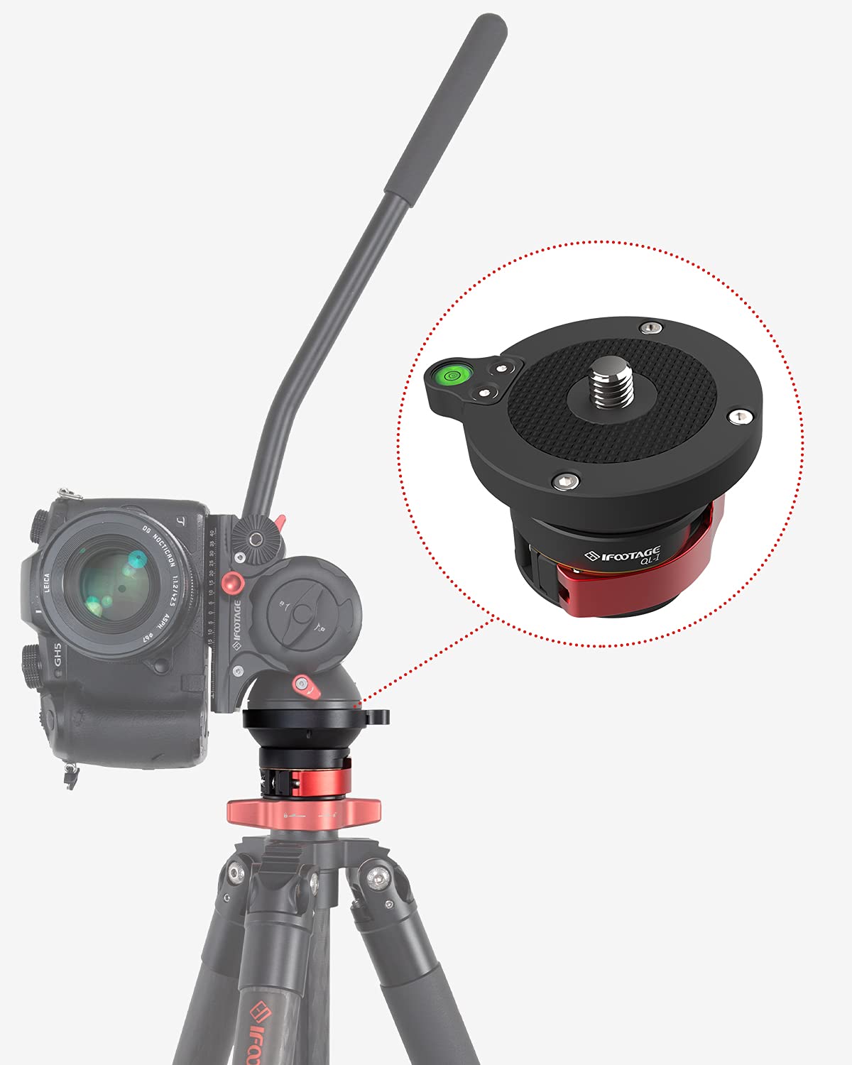iFootage Aluminum Alloy Tripod Leveling Base with 3/8