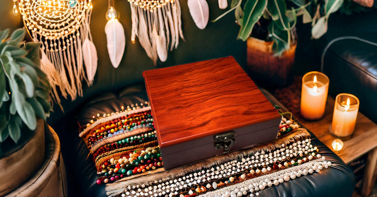 WANLIAN Handcrafted Wooden Jewelry Box with Hinged Lid & Lock - Decorative Storage Box for Gifts, Beads, Jade, Bracelets, Necklaces - Perfect for Home Organization, Wedding Favors & Jewelry Display