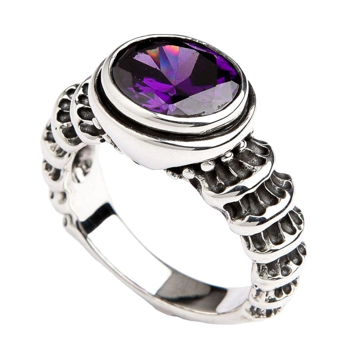 Amethyst Sterling Silver Men's Ring for Men - Handmade Purple Gemstone Jewelry Gift for Him - Perfect for Weddings, Anniversaries & Special Occasions