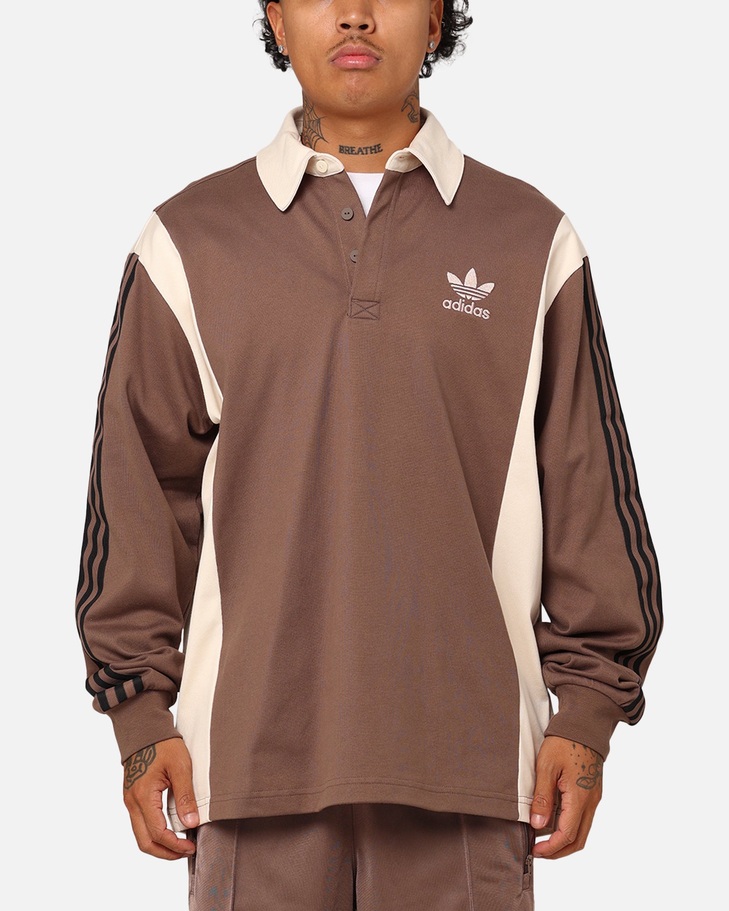 Adidas Originals Men's Rugby Shirt - Earth Strata Color Vintage Style Collared Pullover - Perfect for Casual Wear, Street Fashion & Retro Sports Look