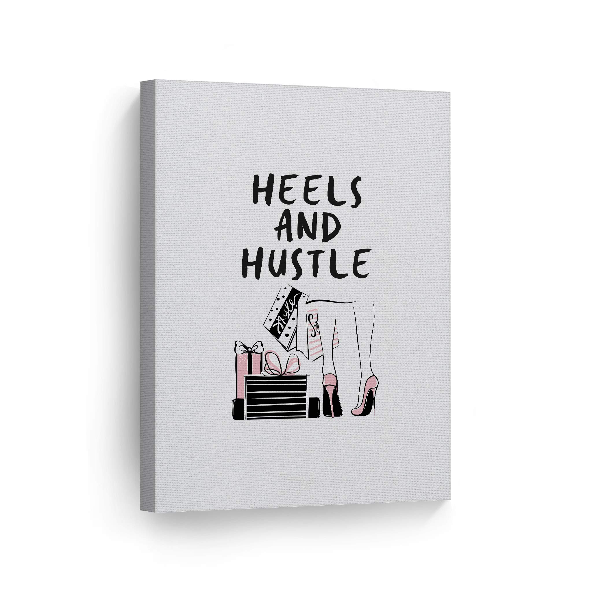 Smile Art Design Heels and Hustle Fashion Sketch Canvas Print - Glamorous Women's Wall Art for Office, Bathroom, Teen Girls Room, Dorm & Living Room Decor - Ready to Hang 40x30 Inches - Perfect for Fashion Lovers & Home Styling