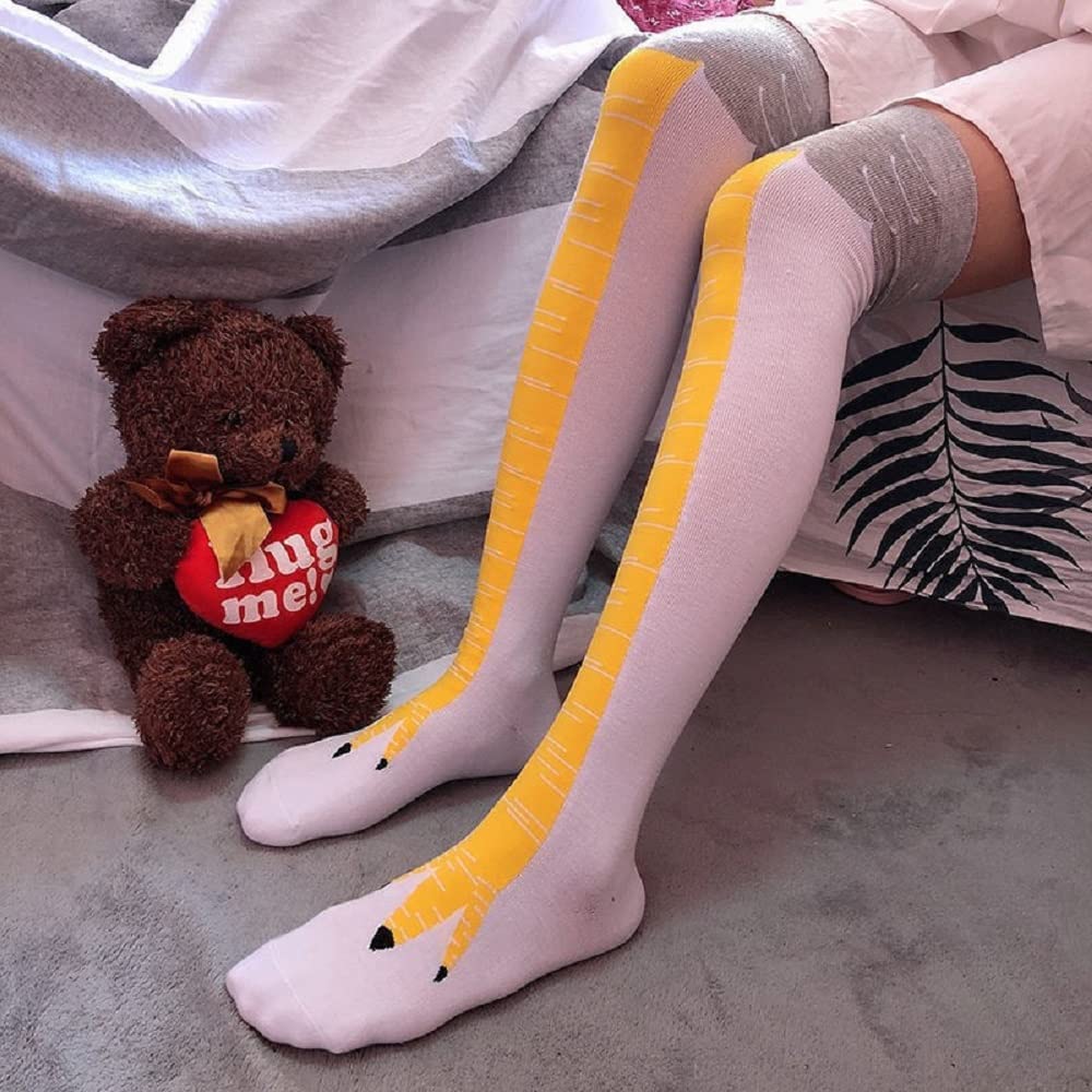 Funny Chicken Leg Socks - Novelty Animal Paw Stockings for Adults & Kids - Perfect White Elephant Gag Gift, Crazy Prank Present - Great for Christmas Stocking Stuffers, Costume Parties & Silly Surprises