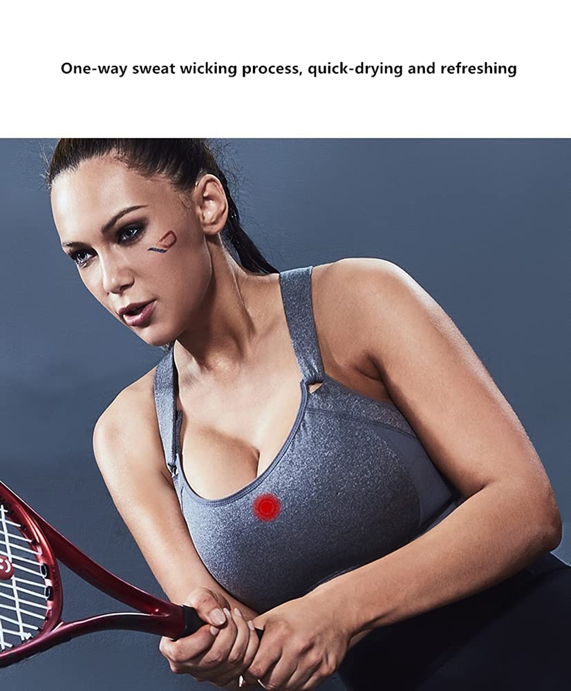 High Support Wireless Padded Sports Bras for Women - Plus Size Racerback Workout Bras for Running, Yoga & Gym