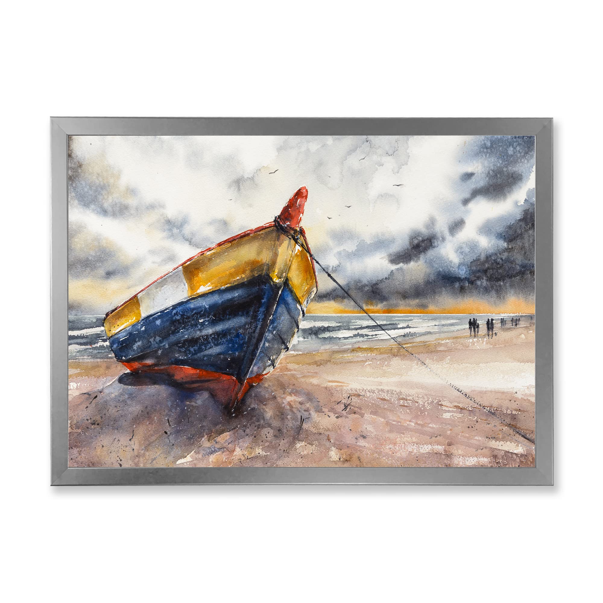 Handcrafted Wooden Boat Nautical Wall Art - Coastal Decor for Beach House, Living Room & Office - Framed Baltic Shores Painting