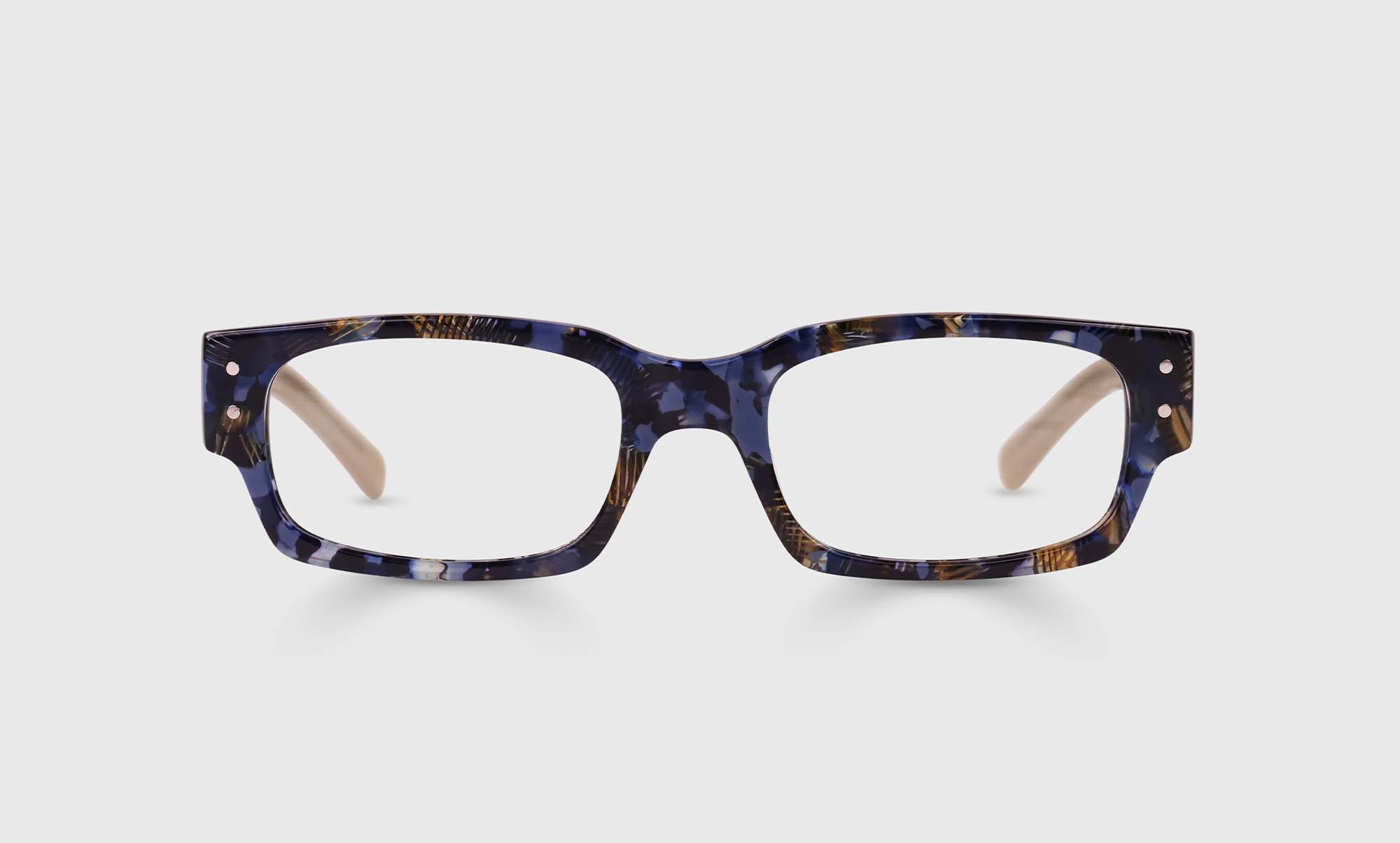 Peckerhead Color 11 Blue & Amber Front with Milky Brown Temples - Stylish Eyeglasses for Men & Women - Perfect for Reading, Driving, and Everyday Wear