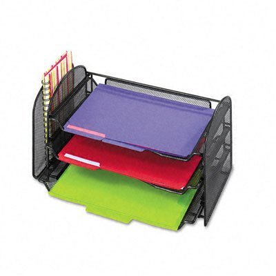 Onyx Mesh Desk Organizer with 3 Sliding Drawers & 1 Upright Compartment - Black - Perfect for Office, Home, or School Organization