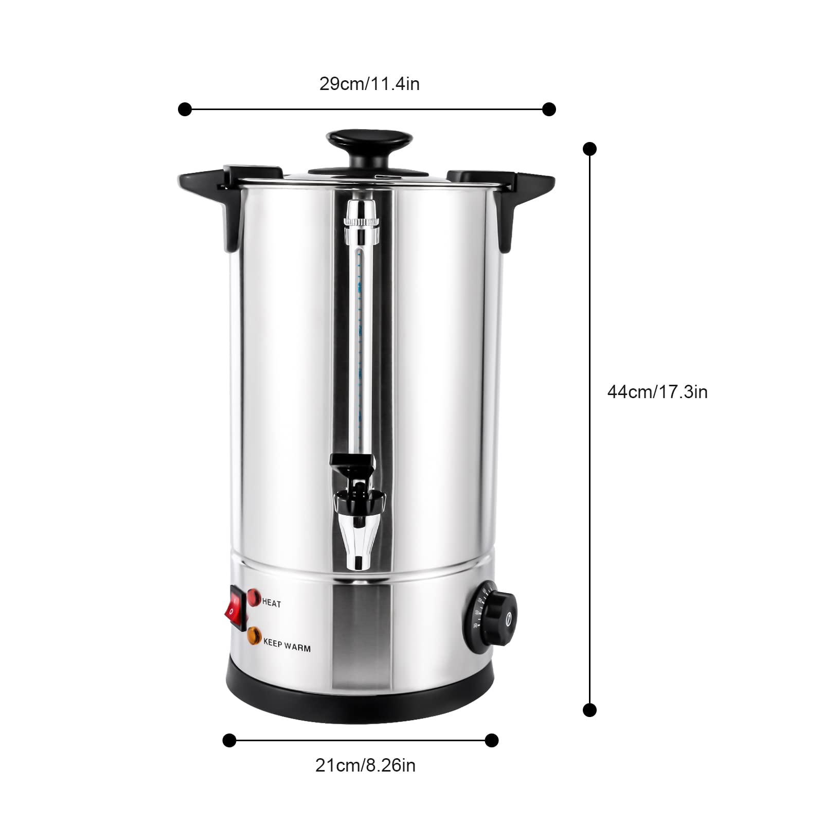 60 Cup Electric Coffee Percolator - 10L Commercial Brewer for Coffee, Tea & Hot Chocolate - Perfect for Offices & Events
